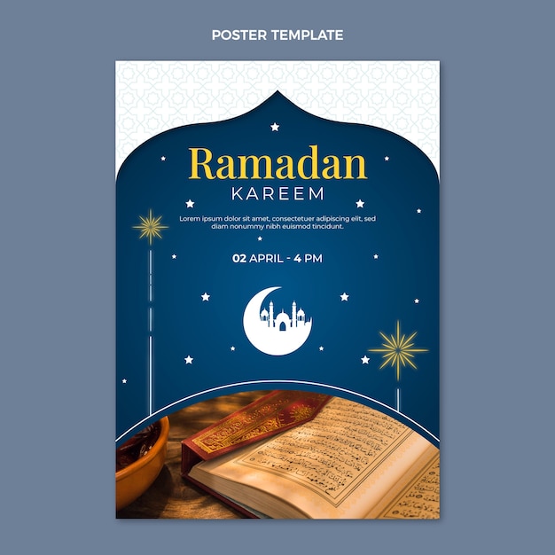 Free Vector gradient ramadan vertical poster template