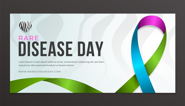 Gradient rare disease day horizontal banner template with ribbon