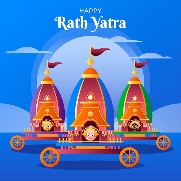 Gradient rath yatra celebration illustration