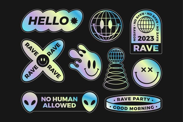 Gradient rave party sticker