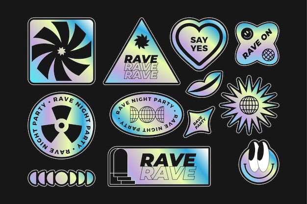 Gradient rave party sticker