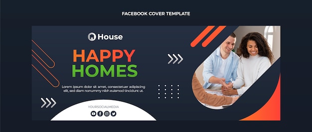 Gradient real estate facebook cover template