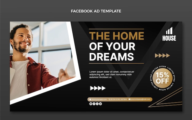 Gradient real estate facebook template