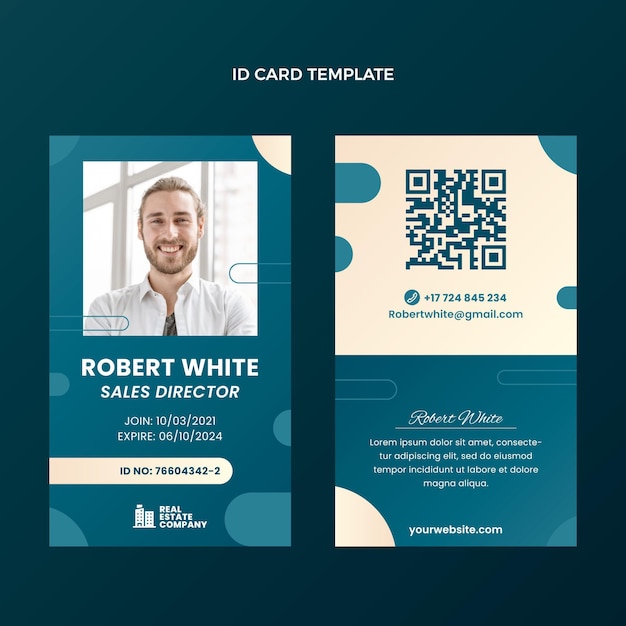 Gradient real estate id card template