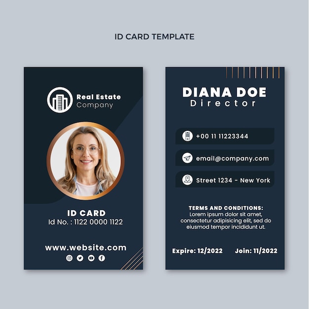 Gradient real estate id card template