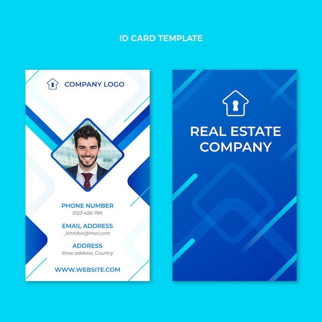 Gradient real estate id card template