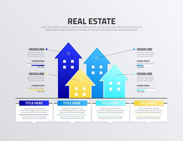 Gradient real estate infographic template