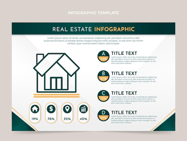 Gradient real estate infographic template