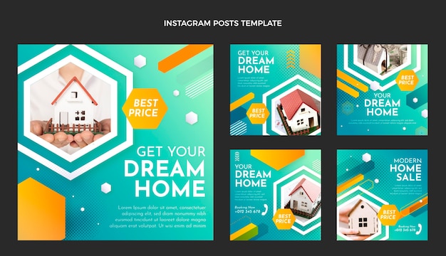 Free Vector gradient real estate instagram post