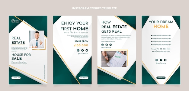 Free Vector gradient real estate instagram stories template