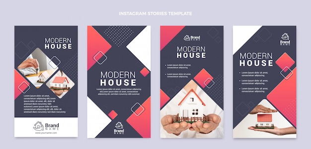 Free Vector gradient real estate instagram stories