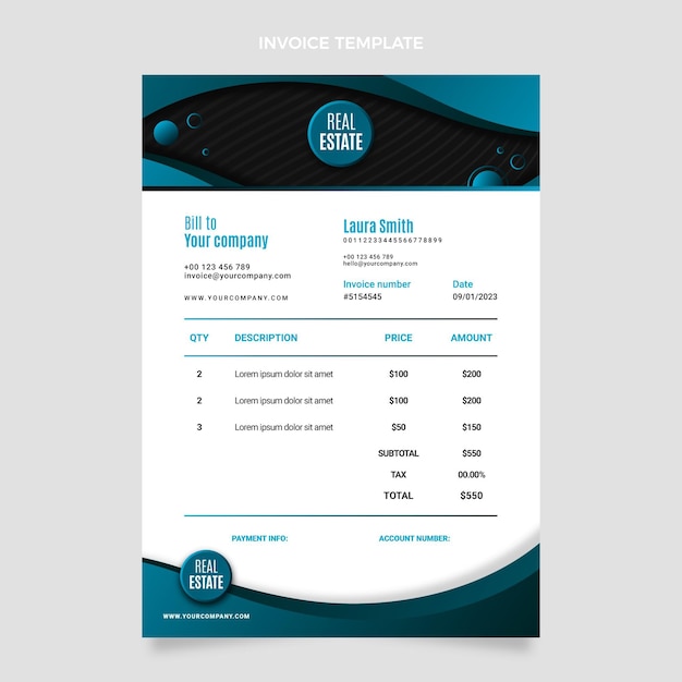 Gradient real estate invoice template