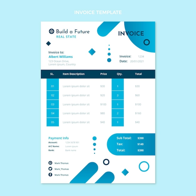 Gradient real estate invoice template