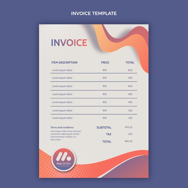 Free Vector gradient real estate invoice template