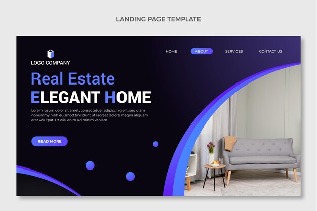 Gradient real estate landing page template