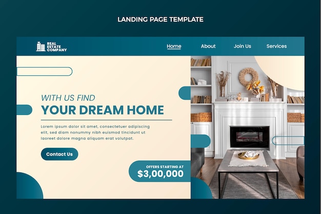 Gradient real estate landing page template