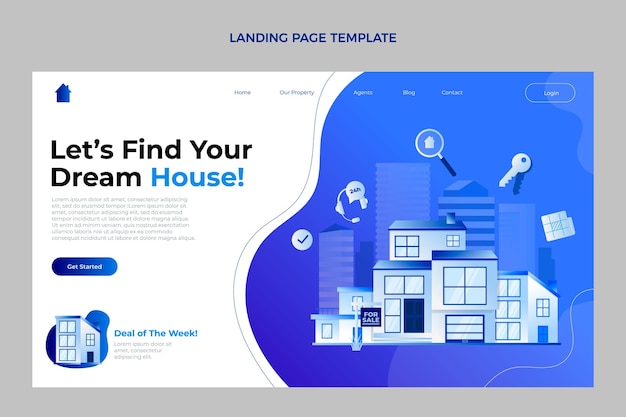 Gradient real estate landing page template