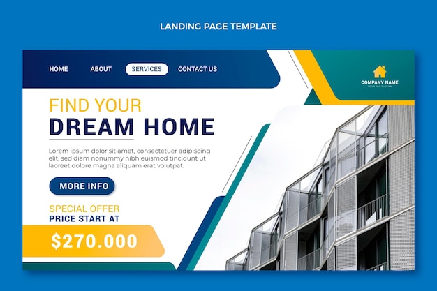 Gradient real estate landing page