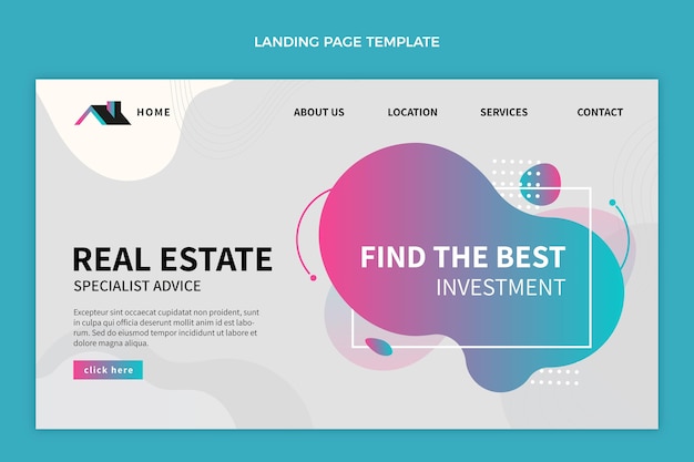 Gradient real estate landing page