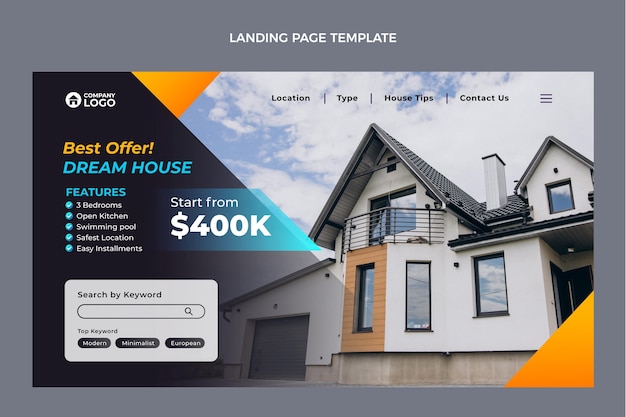 Gradient real estate landing page