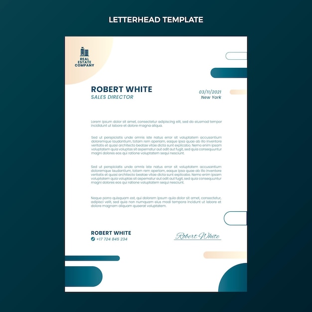 Gradient real estate letterhead template