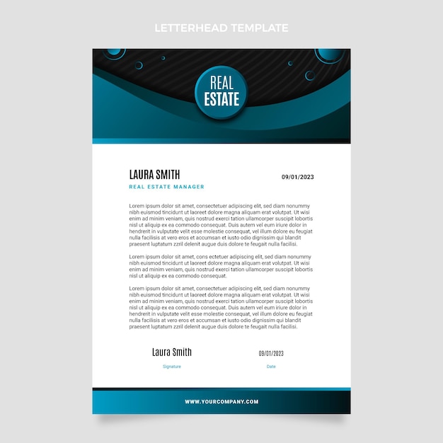 Gradient real estate letterhead template