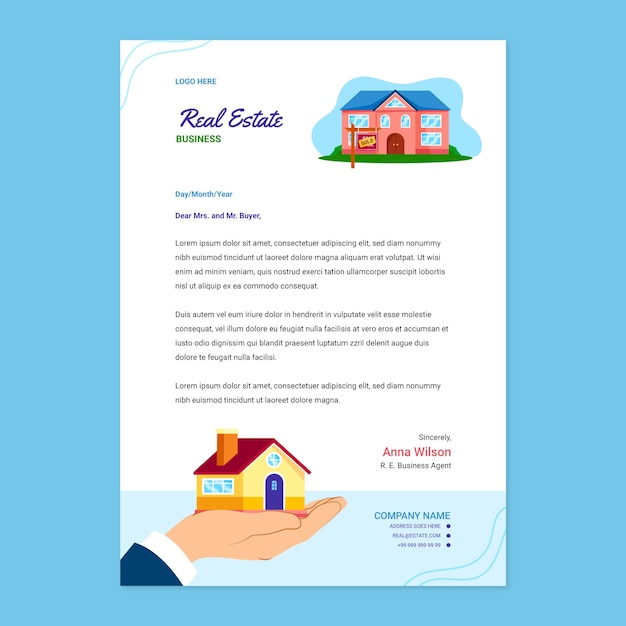 Free Vector gradient real estate letterhead template