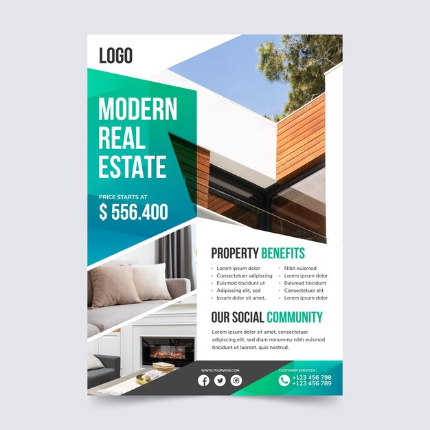 Gradient real estate poster with photo