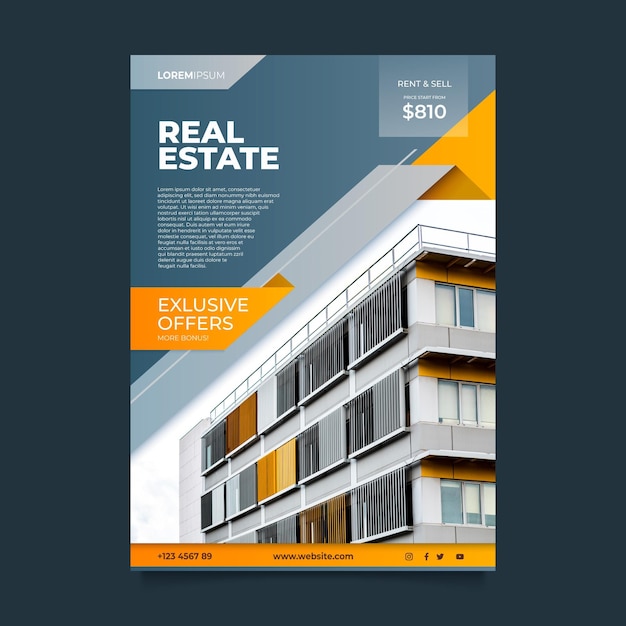 Gradient real estate poster with photo