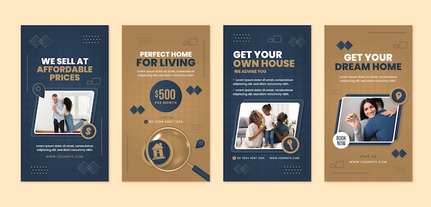 Free Vector gradient real estate project instagram stories