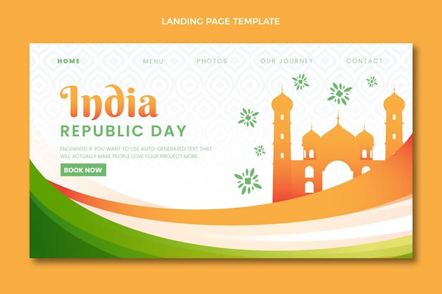 Gradient republic day landing page template