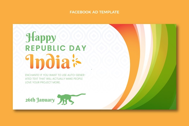 Gradient republic day social media promo template