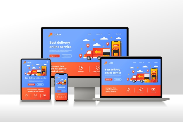 Gradient responsive website design set