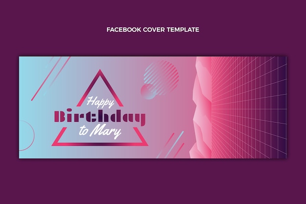 Free vector gradient retro vaporwave birthday facebook cover