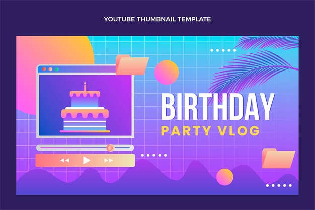 Gradient retro vaporwave birthday youtube thumbnail