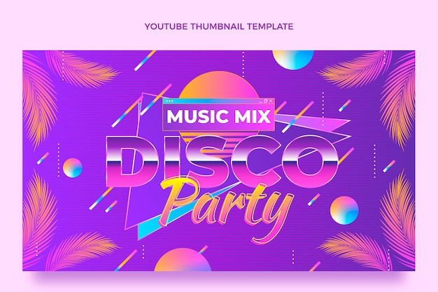 Free Vector gradient retro vaporwave disco party template