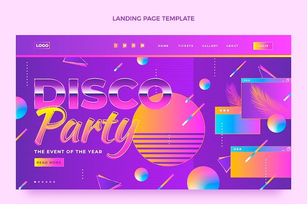 Free Vector gradient retro vaporwave disco party template