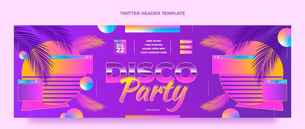 Gradient retro vaporwave disco party template