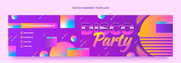 Gradient retro vaporwave disco party template