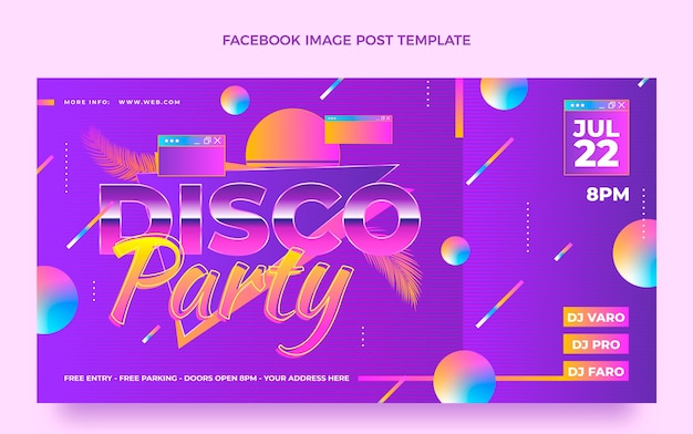 Gradient retro vaporwave disco party template