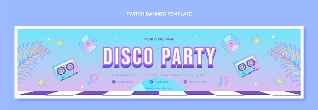 Gradient retro vaporwave disco party twitch banner