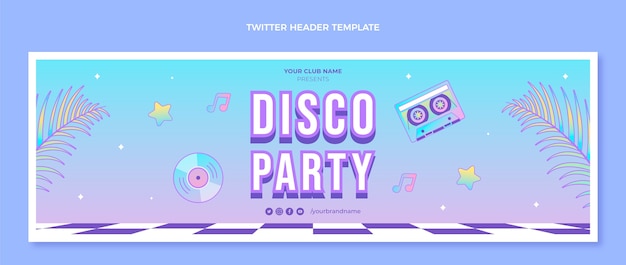 Gradient retro vaporwave disco party twitter header