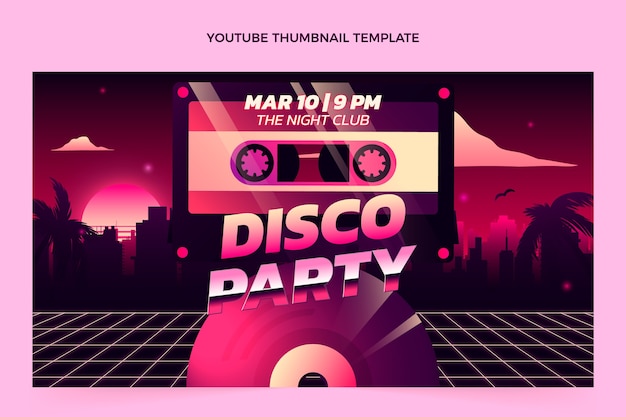 Gradient retro vaporwave disco party youtube thumbnail