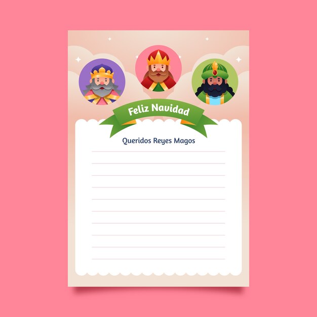 Gradient reyes magos wishlist letter template