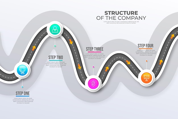 Gradient roadmap infographic template