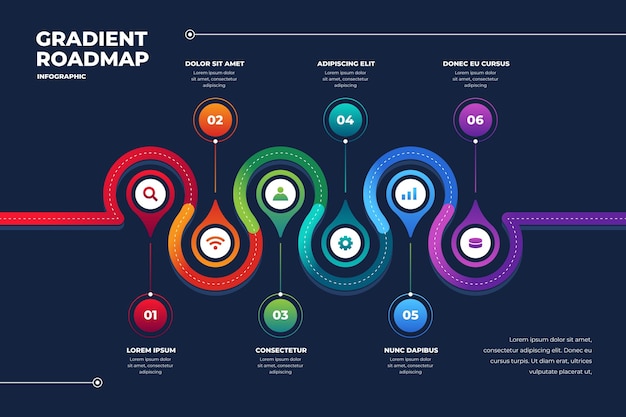 Gradient roadmap infographic template