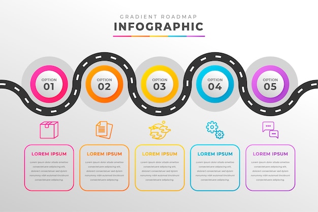 Gradient roadmap infographic template