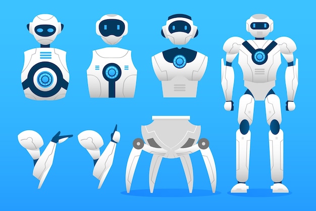 Gradient  robot character constructor illustration