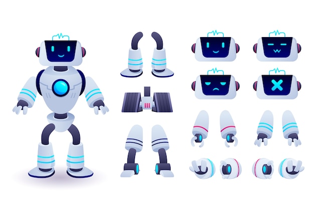 Free vector gradient robot character constructor illustration