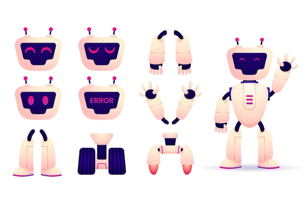 Free Vector gradient robot character constructor illustration